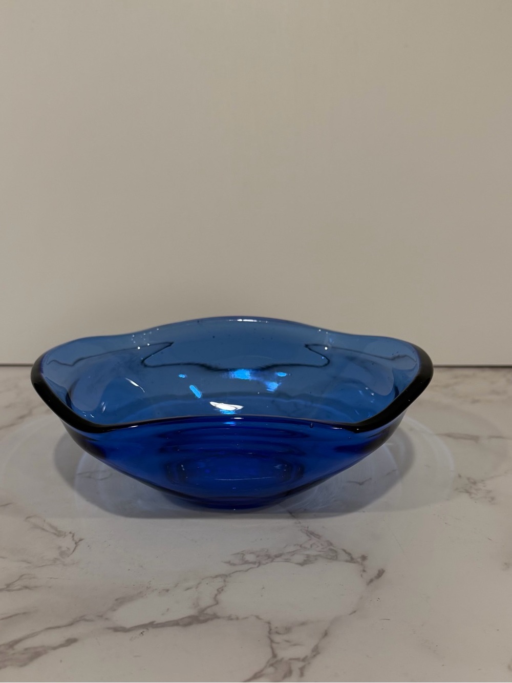 Vintage Cobalt Blue Glass Bowl Trinket Dish